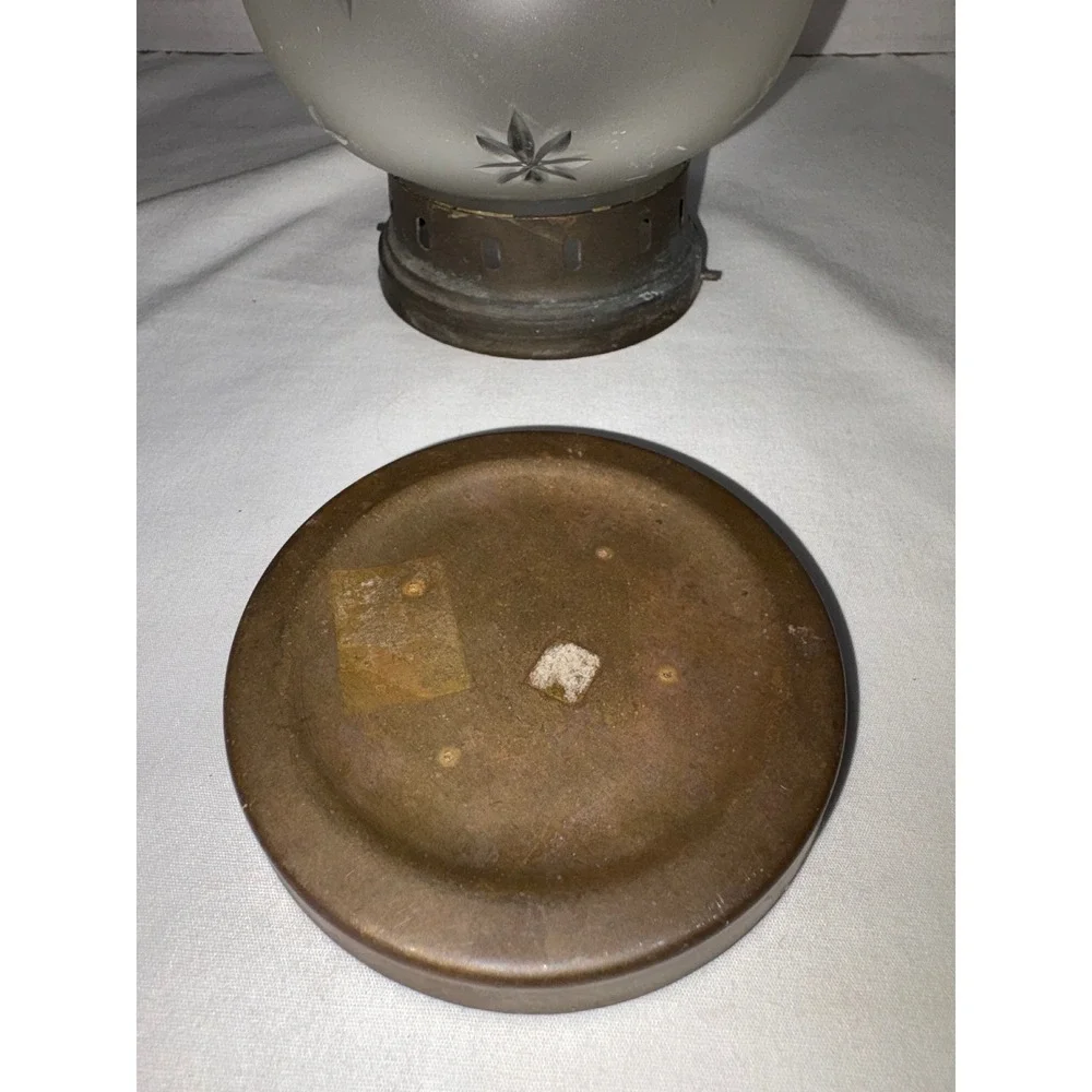 Frosted Etched‎ Star Glass Brass Candle Lantern Hanging Tea Light Holder Vintage